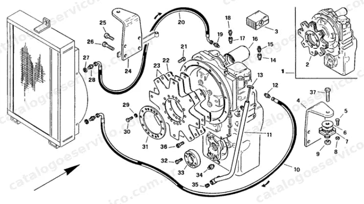 Catálogo de Peças Case 421B — vista explodida de peças, imagem 3