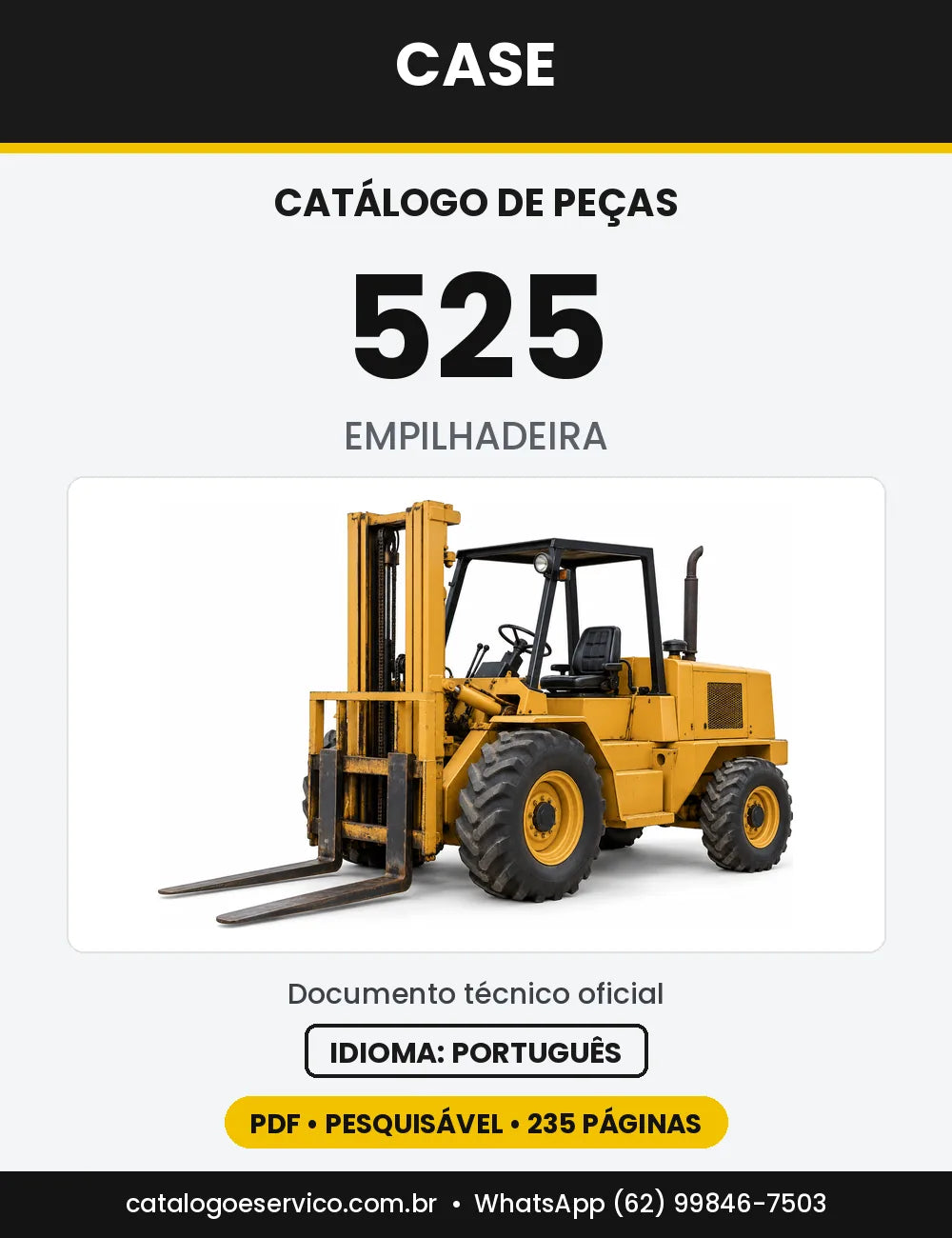 Catálogo de Peças Case 525 — capa do catálogo em PDF