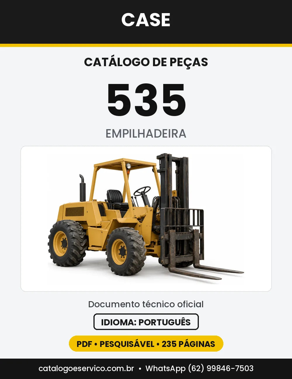 Catálogo de Peças Case 535 — capa do catálogo em PDF