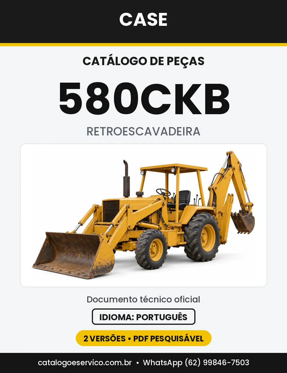 Catálogo de Peças Case 580CKB Construction King (Edição 1976 e 1973-1981) — capa do catálogo em PDF