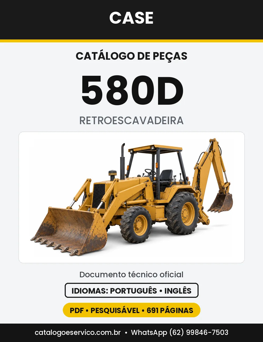 Catálogo de Peças Case 580D — capa do catálogo em PDF
