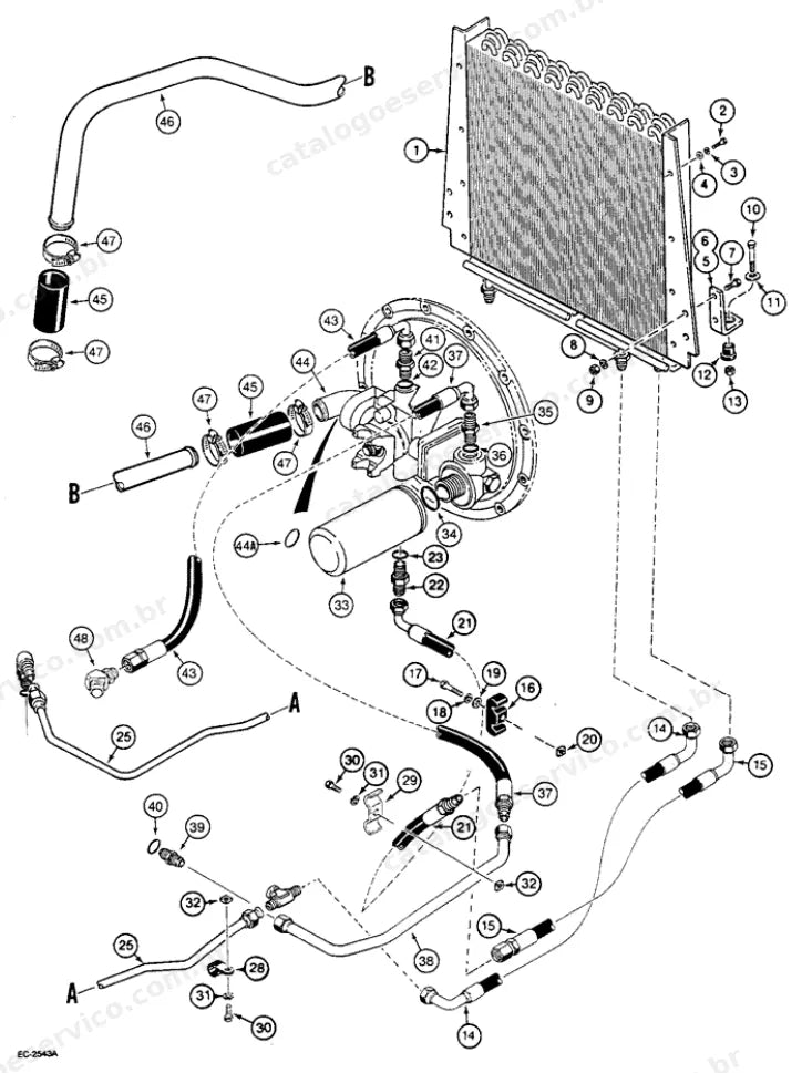Catálogo de Peças Case 580K Construction King — vista explodida de peças, imagem 2