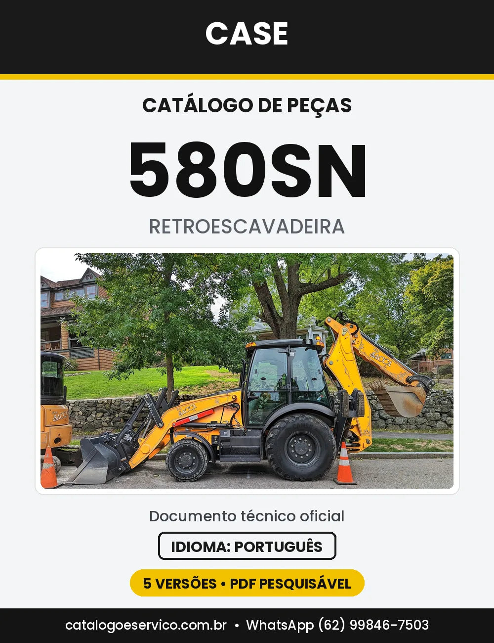 Catálogo de Peças Case 580SN e 580SN WT Tier 3 (Fases 2012, 2015 e 2016) — capa do catálogo em PDF