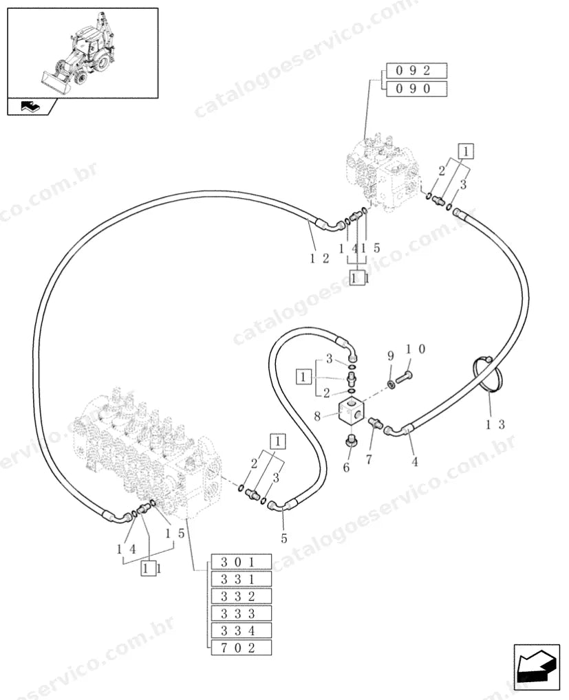 Catálogo de Peças Case 580SR PLUS — vista explodida de peças, imagem 3