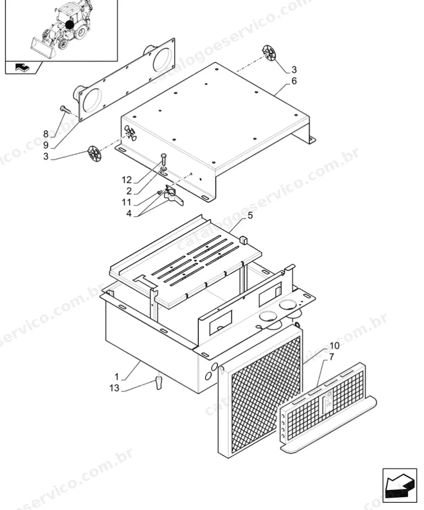 Catálogo de Peças Case 580ST — vista explodida de peças, imagem 4