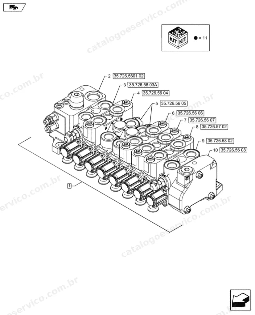 Catálogo de Peças Case 590SN Tier 3 (2 Versões) — vista explodida de peças, imagem 3