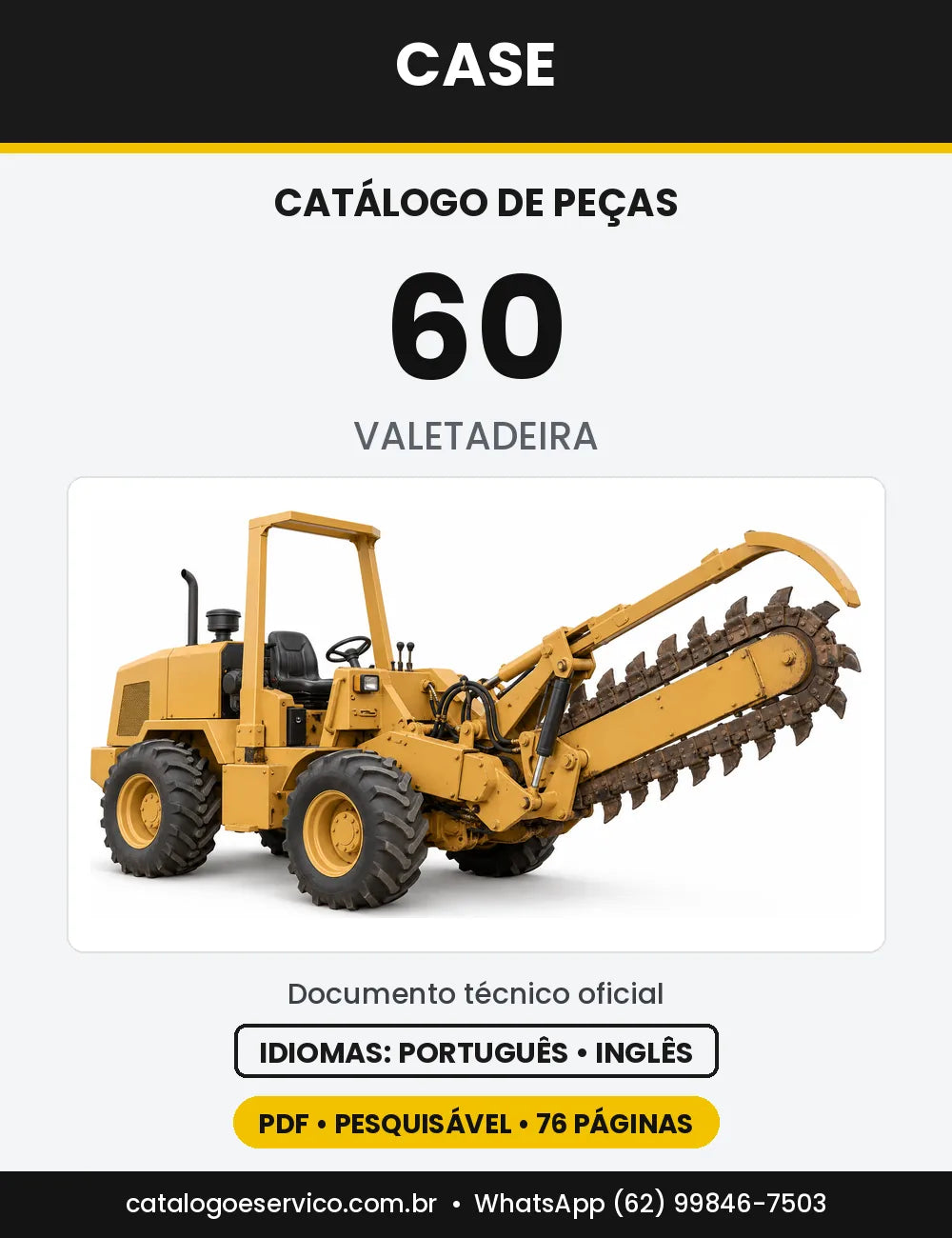 Catálogo de Peças Case 60 — capa do catálogo em PDF