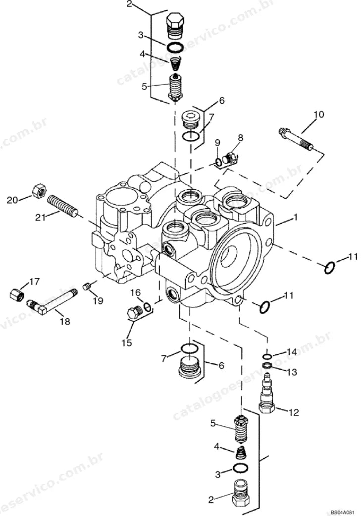 Catálogo de Peças Case 60XT — vista explodida de peças, imagem 3