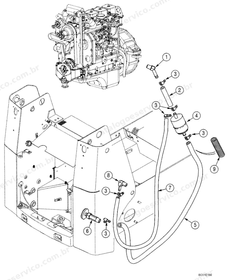 Catálogo de Peças Case 70XT — vista explodida de peças, imagem 1