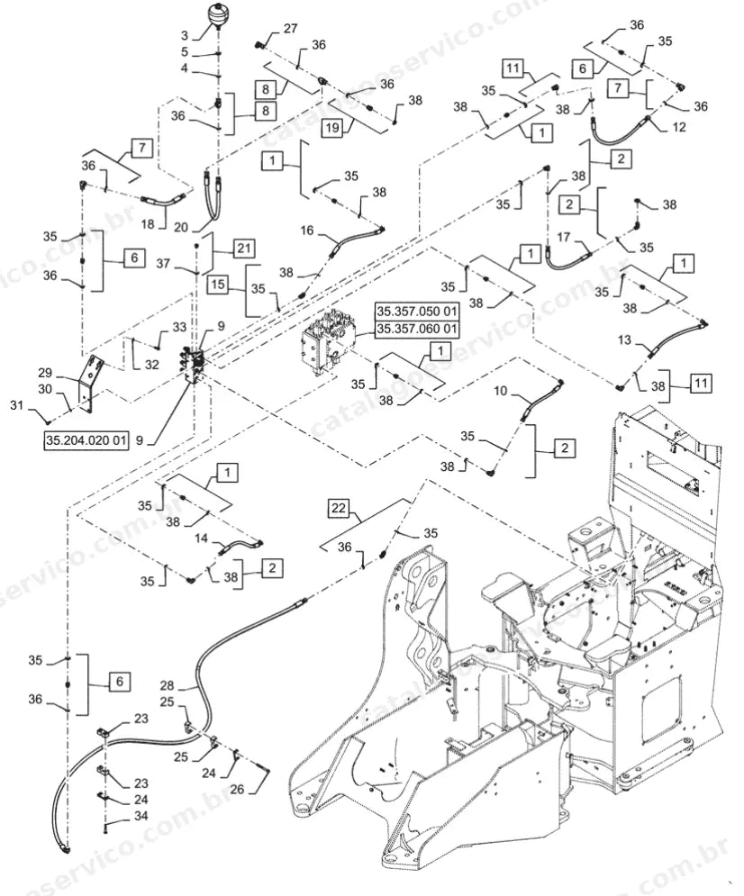 Catálogo de Peças Case 721G — vista explodida de peças, imagem 3