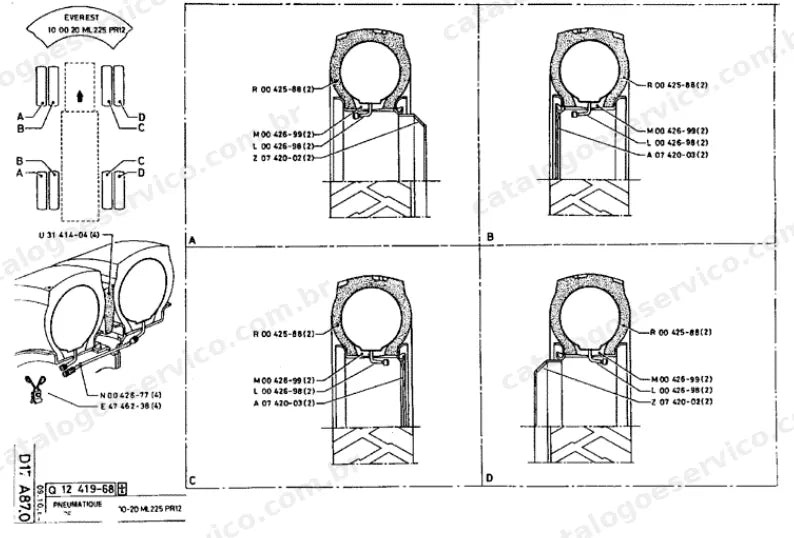 Catálogo de Peças Poclain 75B — vista explodida de peças, imagem 3