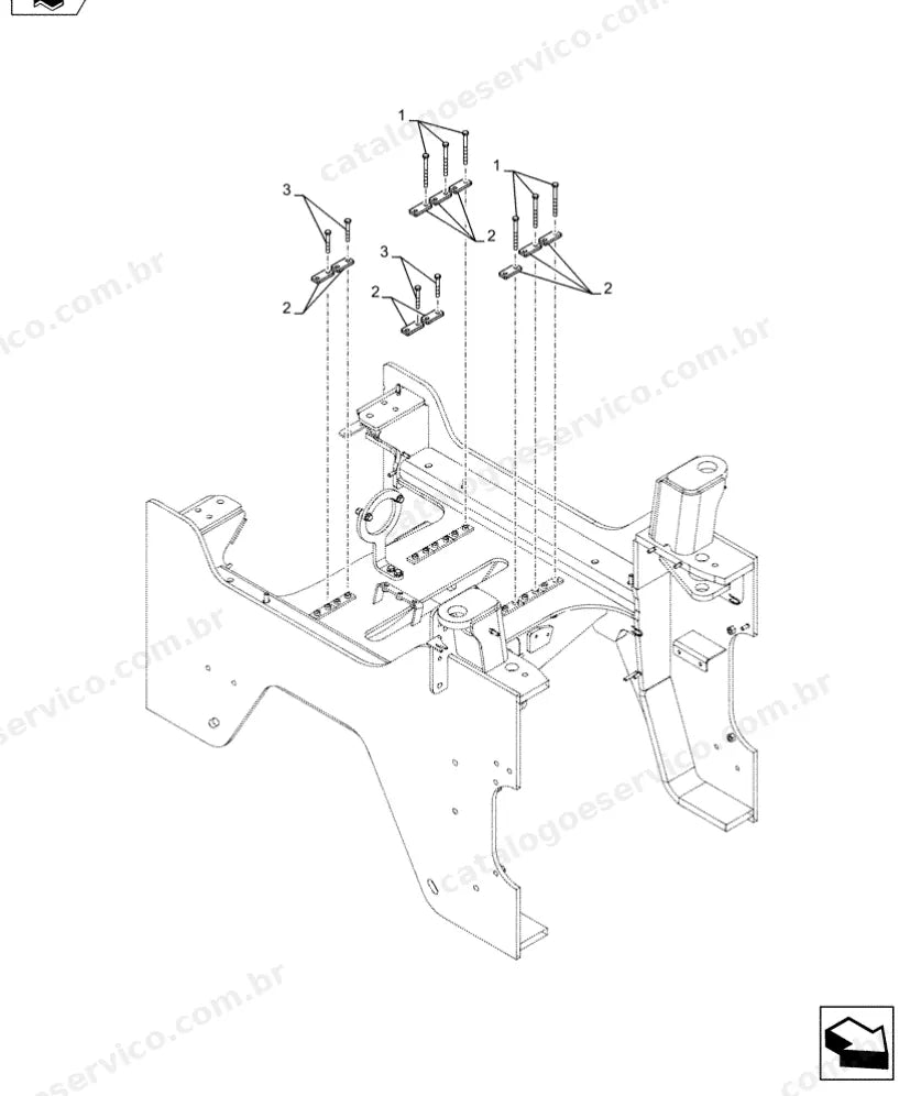Catálogo de Peças Case 821F — vista explodida de peças, imagem 3