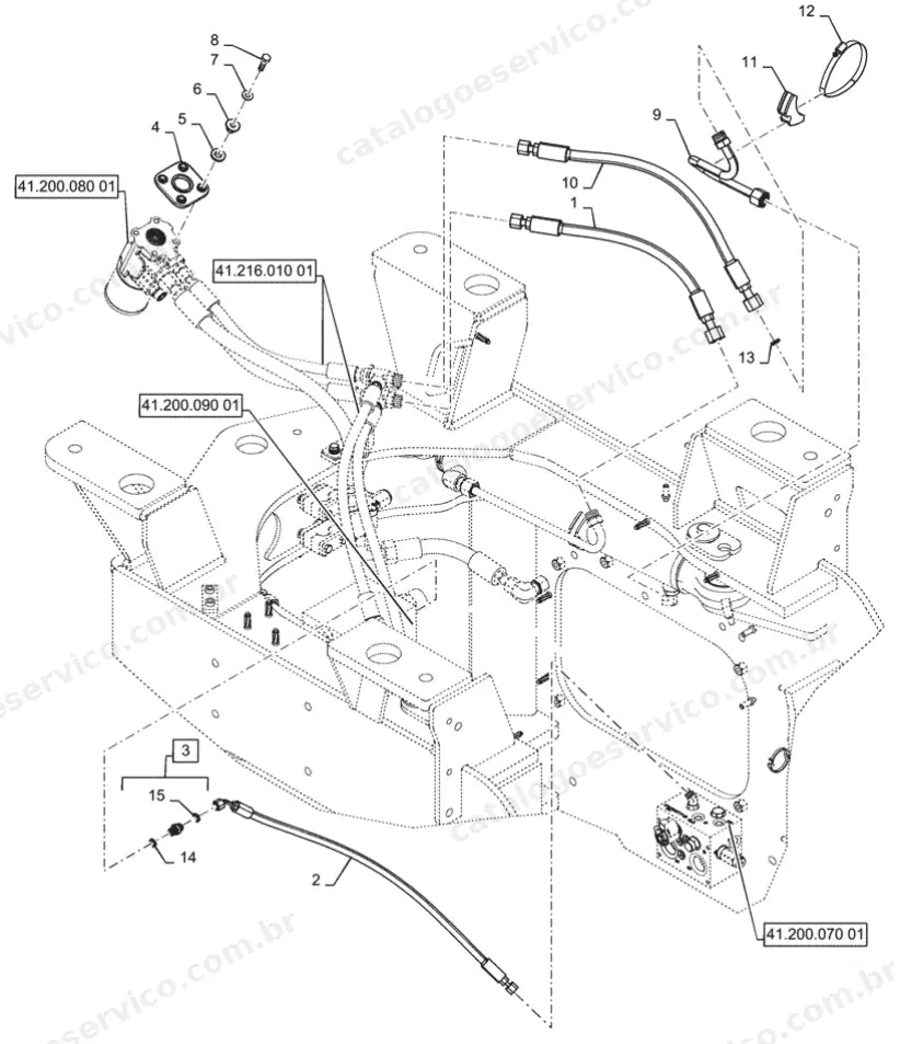 Catálogo de Peças Case 821G — vista explodida de peças, imagem 4