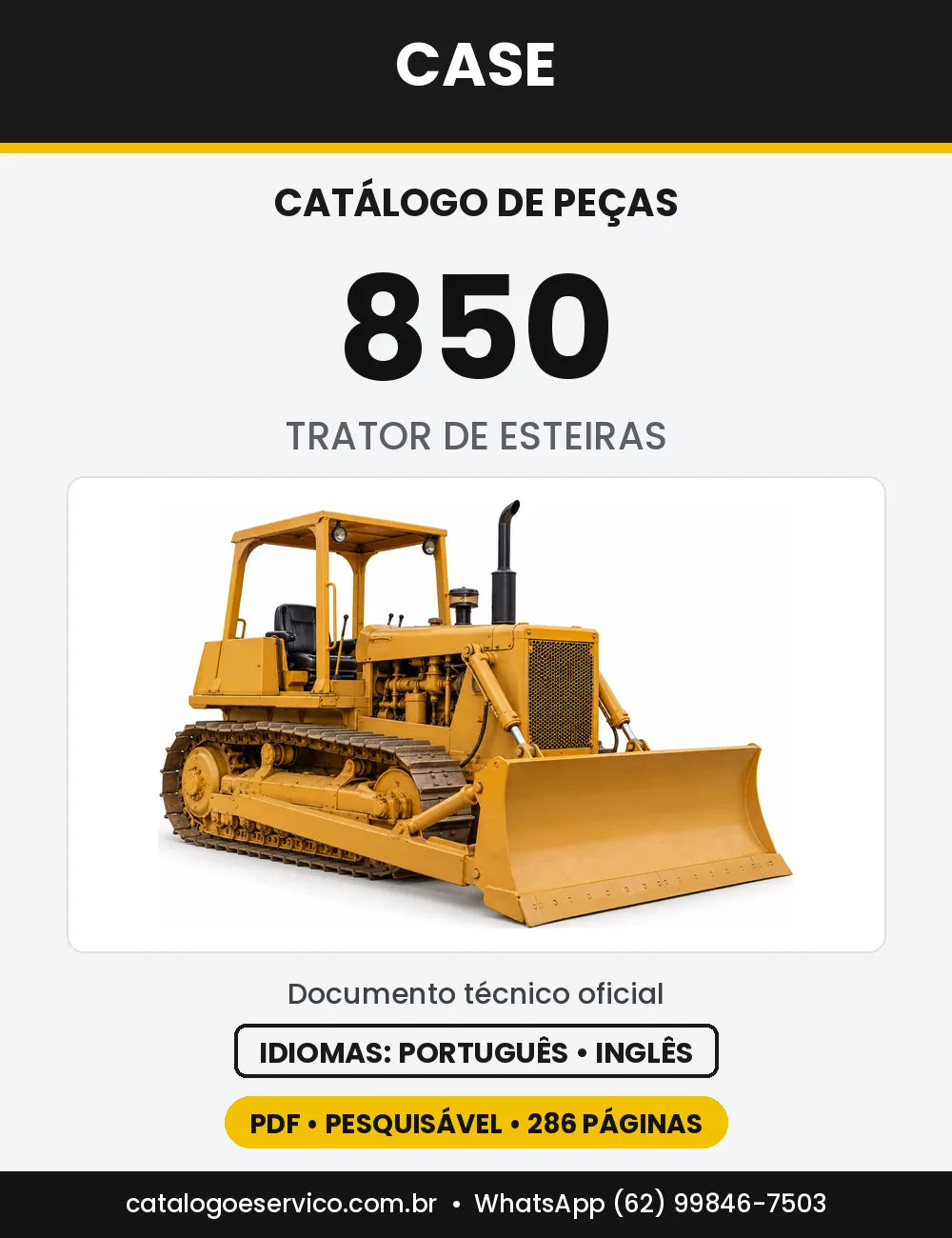 Catálogo de Peças Case 850 — capa do catálogo em PDF