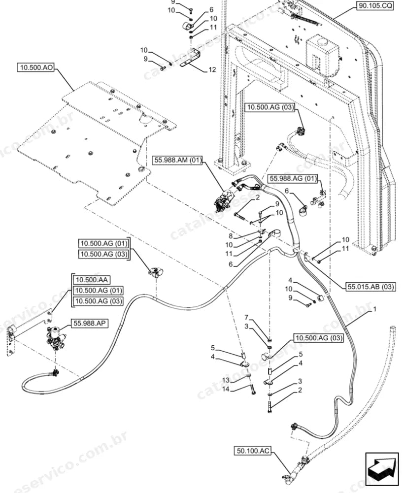 Catálogo de Peças Case 856C (4WD, AWD) — vista explodida de peças, imagem 1