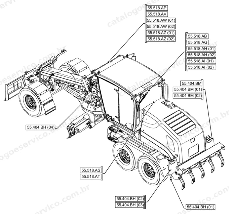 Catálogo de Peças Case 856C (4WD, AWD) — vista explodida de peças, imagem 4