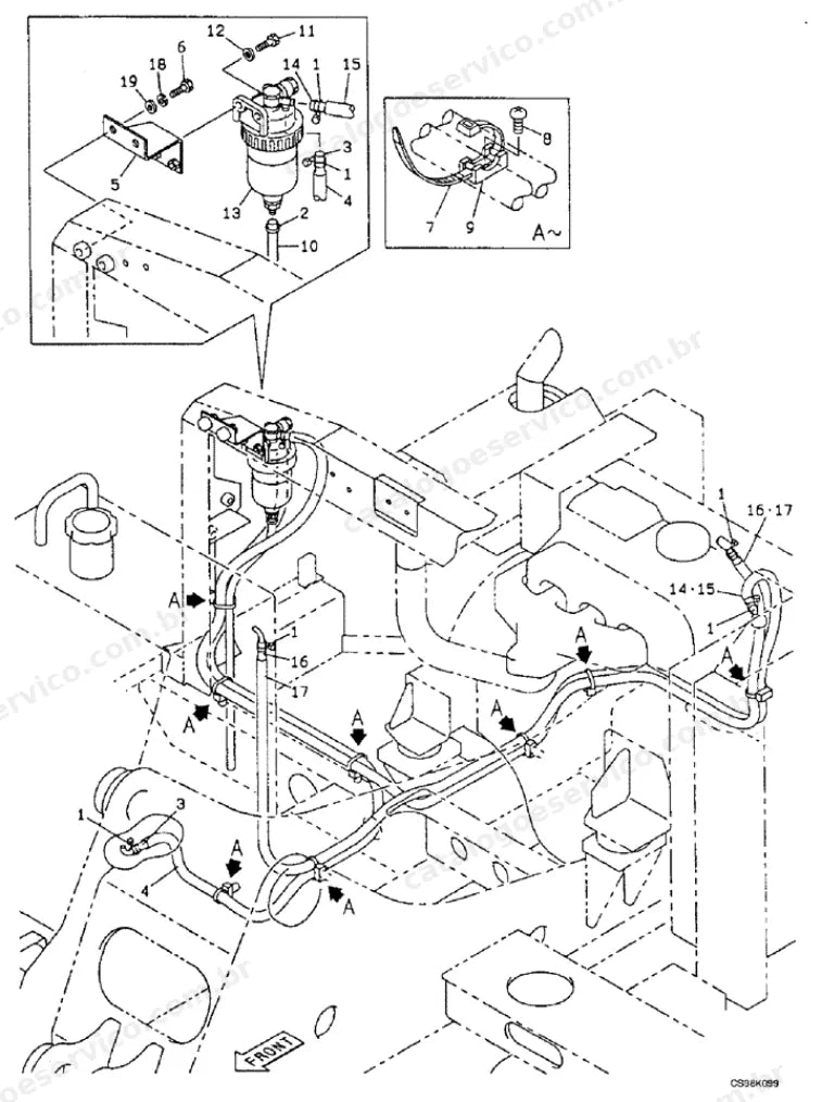 Catálogo de Peças Case 9007 — vista explodida de peças, imagem 1