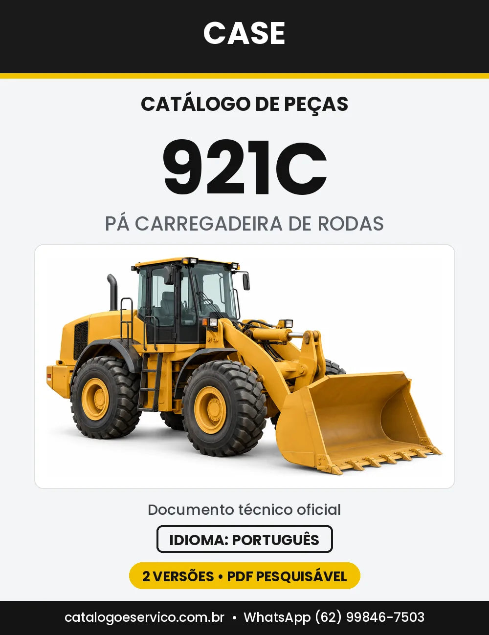 Catálogo de Peças Case 921C (até e a partir da série JEE0155001) — capa do catálogo em PDF