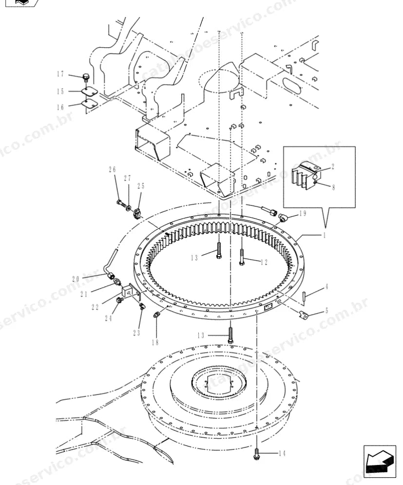 Catálogo de Peças Case CX145C SR — vista explodida de peças, imagem 4