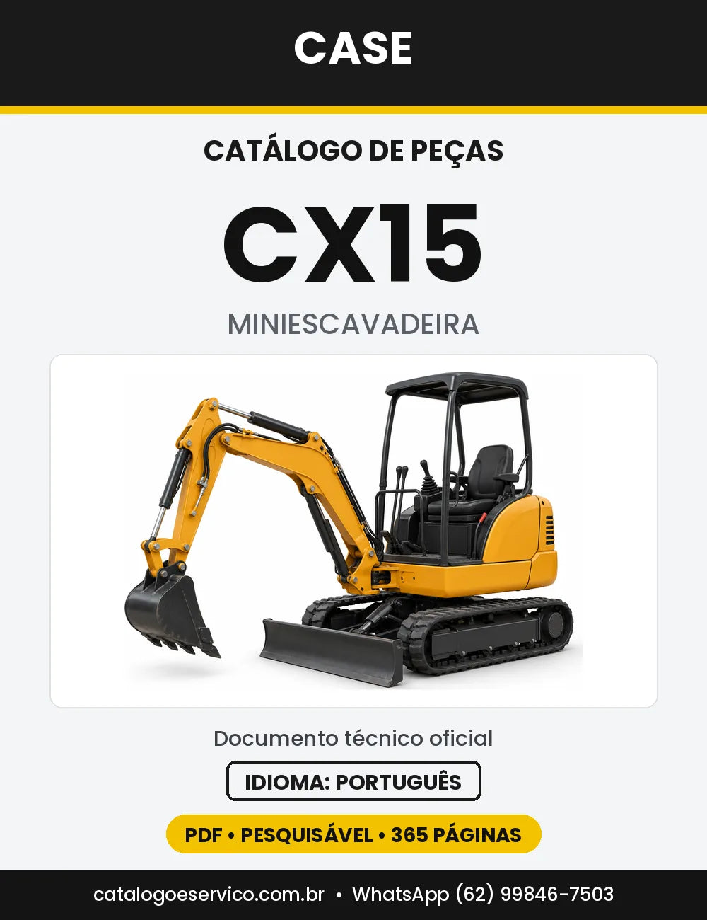 Catálogo de Peças Case CX15 — capa do catálogo em PDF
