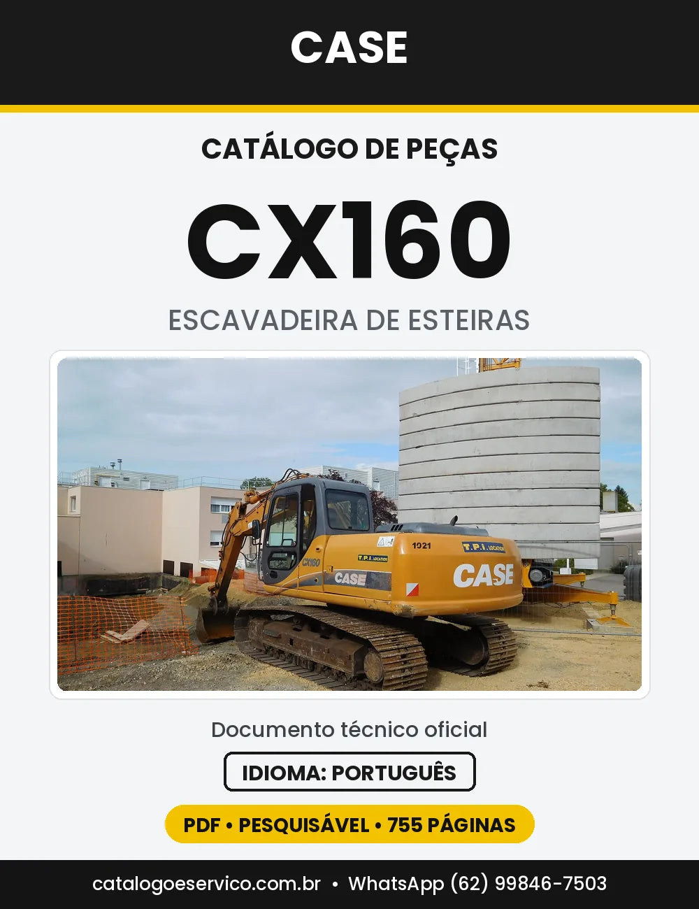 Catálogo de Peças Case CX160 — capa do catálogo em PDF