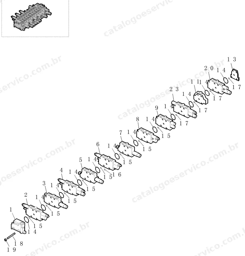 Catálogo de Peças Case CX16B — vista explodida de peças, imagem 2