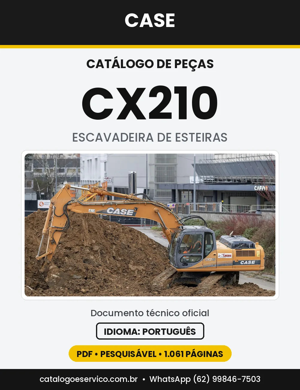 Catálogo de Peças Case CX210 — capa do catálogo em PDF