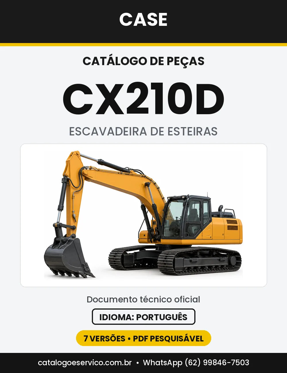 Catálogo de Peças Case CX210D (LC, LC LR, NLC) — capa do catálogo em PDF