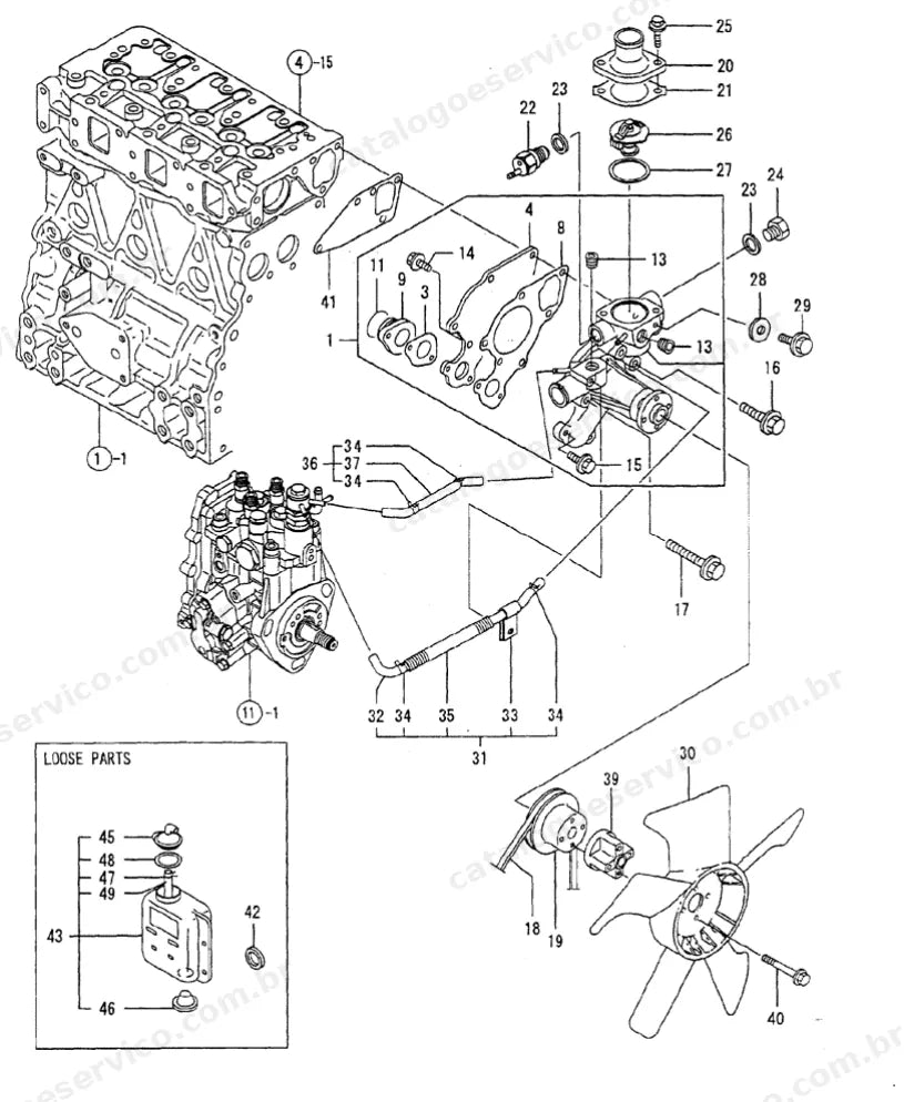 Catálogo de Peças Case CX22B — vista explodida de peças, imagem 1