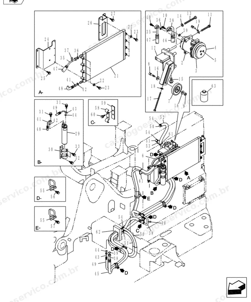 Catálogo de Peças Case CX235C SR — vista explodida de peças, imagem 4