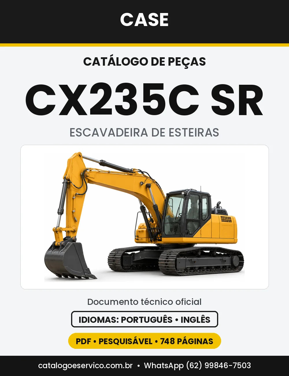Catálogo de Peças Case CX235C SR — capa do catálogo em PDF