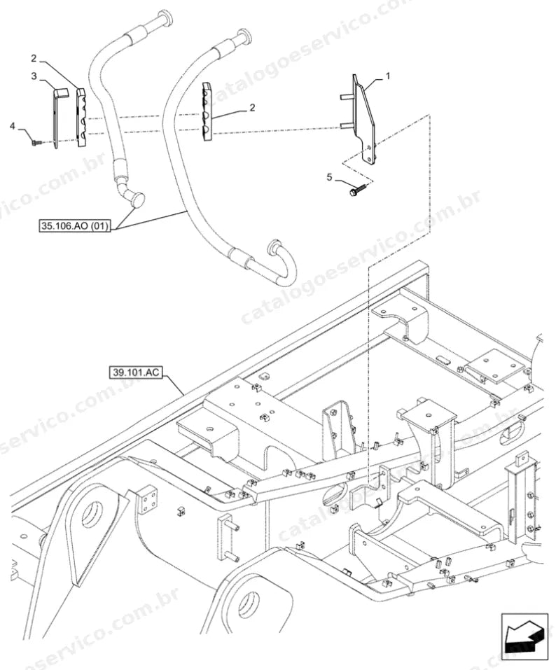 Catálogo de Peças Case CX250D (LC, LC LR, NLC) — vista explodida de peças, imagem 1