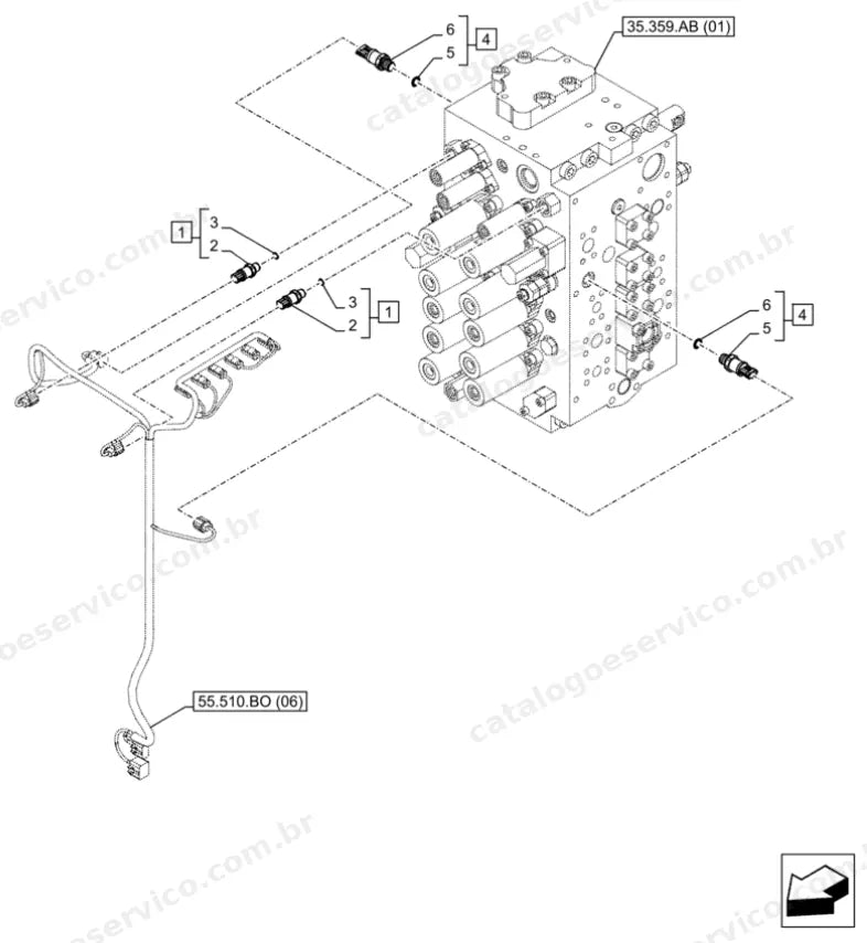 Catálogo de Peças Case CX350D (LC, NLC) — vista explodida de peças, imagem 3