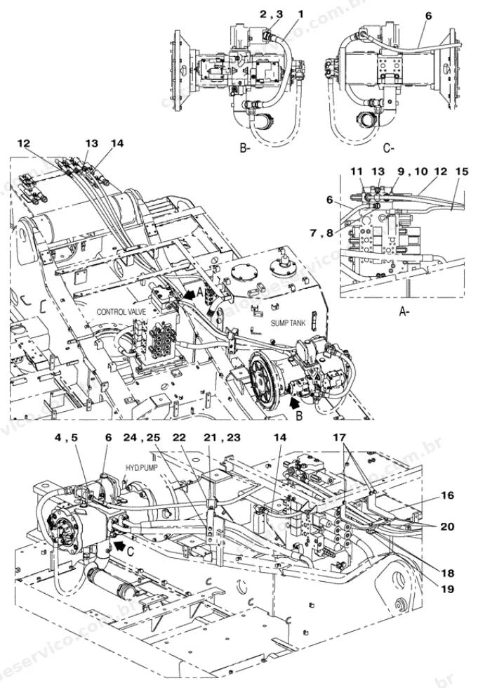 Catálogo de Peças Case CX370C — vista explodida de peças, imagem 4