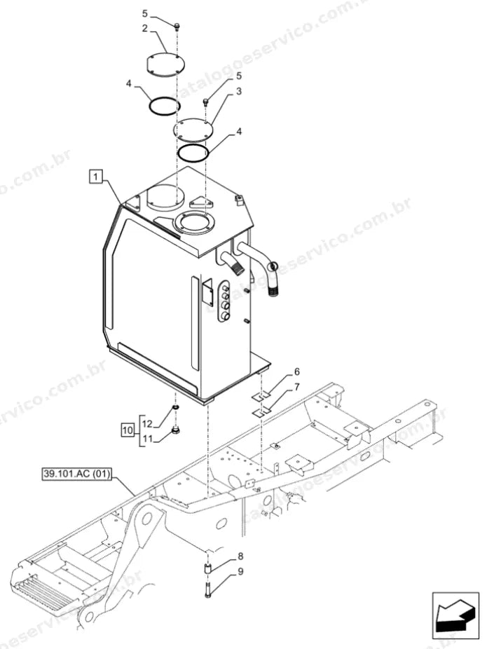 Catálogo de Peças Case CX370D (LC, NLC) — vista explodida de peças, imagem 1