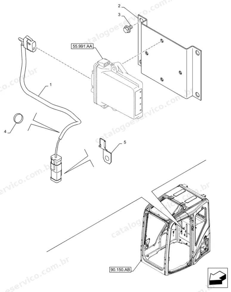 Catálogo de Peças Case CX370D (LC, NLC) — vista explodida de peças, imagem 4