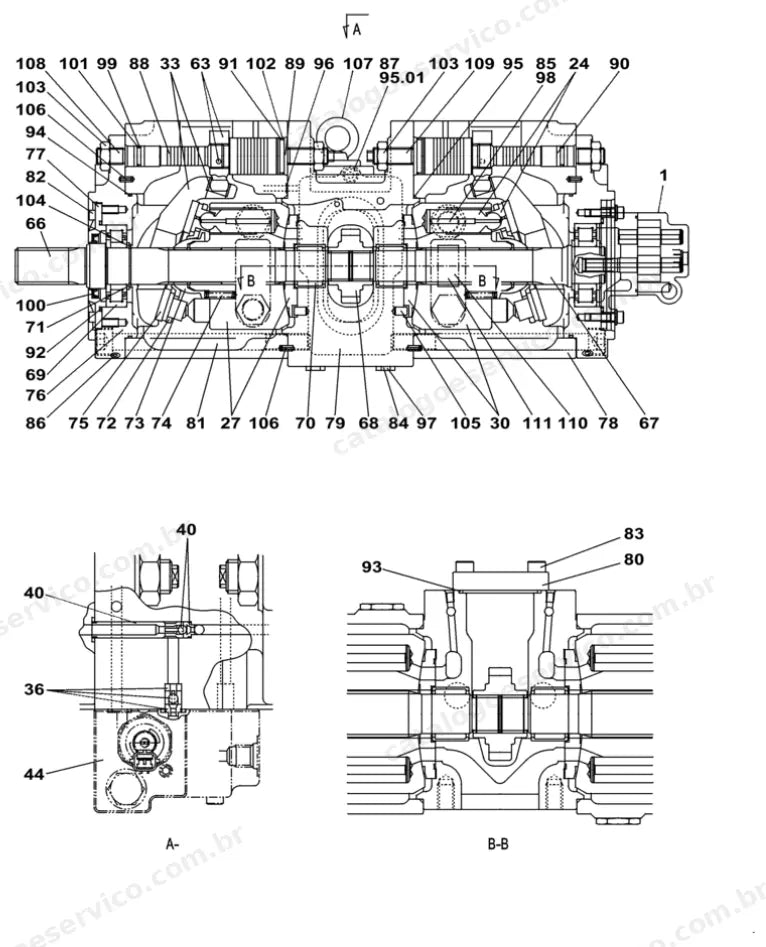 Catálogo de Peças Case CX380C — vista explodida de peças, imagem 3