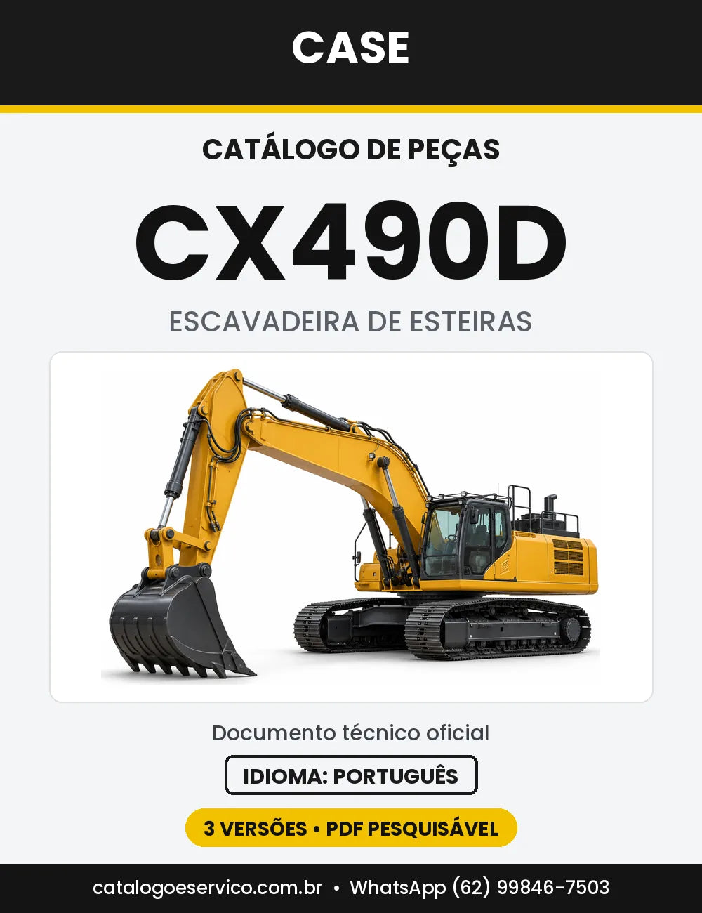 Catálogo de Peças Case CX490D (LC, RTC) — capa do catálogo em PDF
