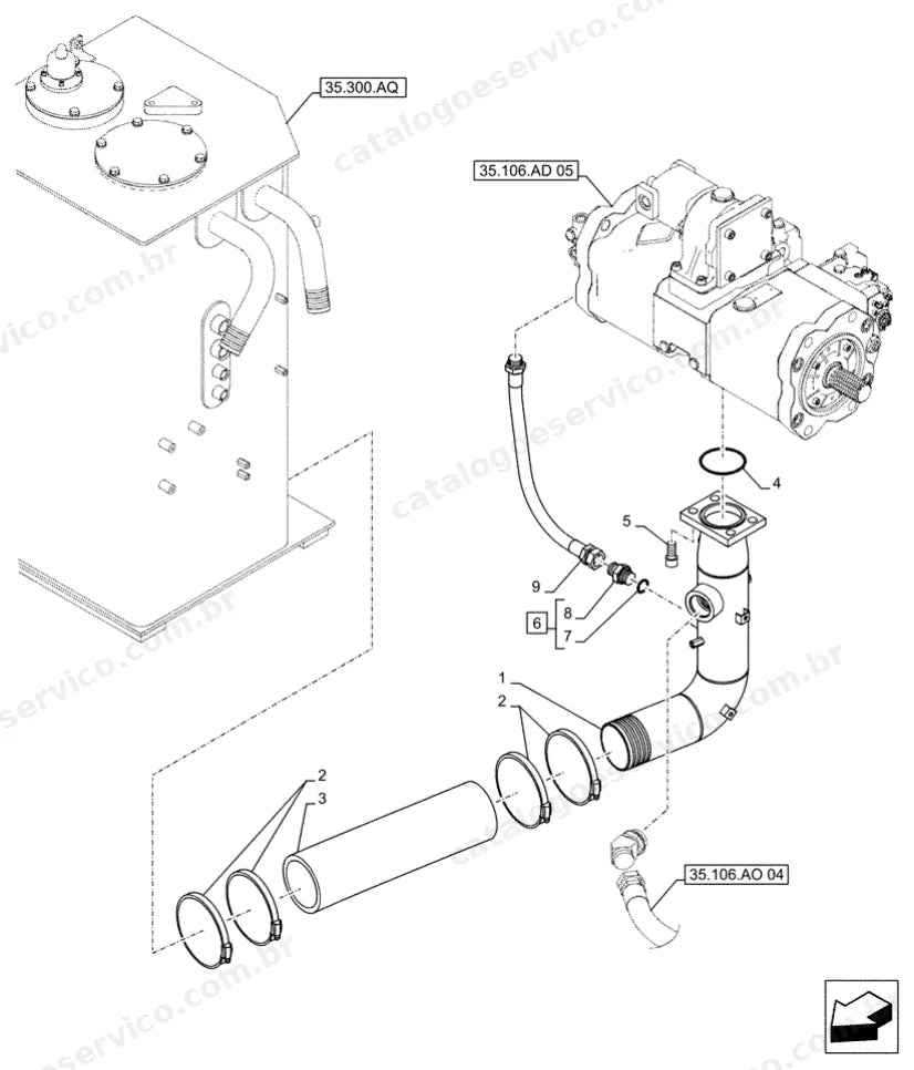 Catálogo de Peças Case CX490D (LC, RTC) — vista explodida de peças, imagem 1