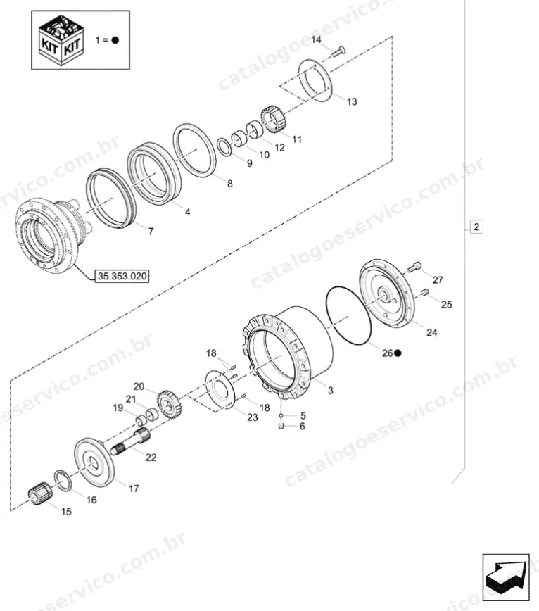 Catálogo de Peças Case CX57C — vista explodida de peças, imagem 2