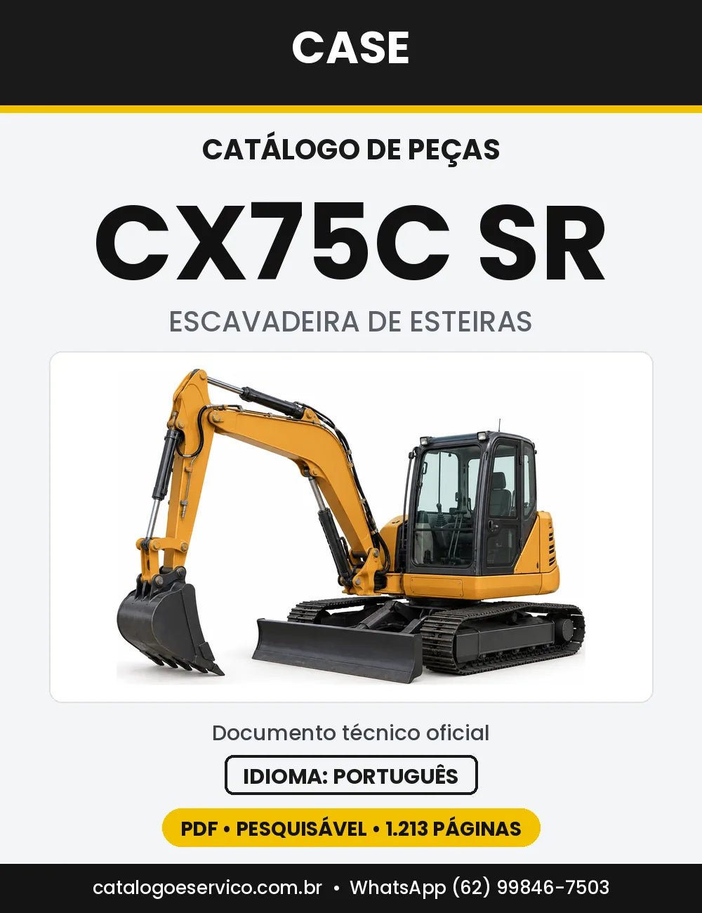 Catálogo de Peças Case CX75C SR — capa do catálogo em PDF