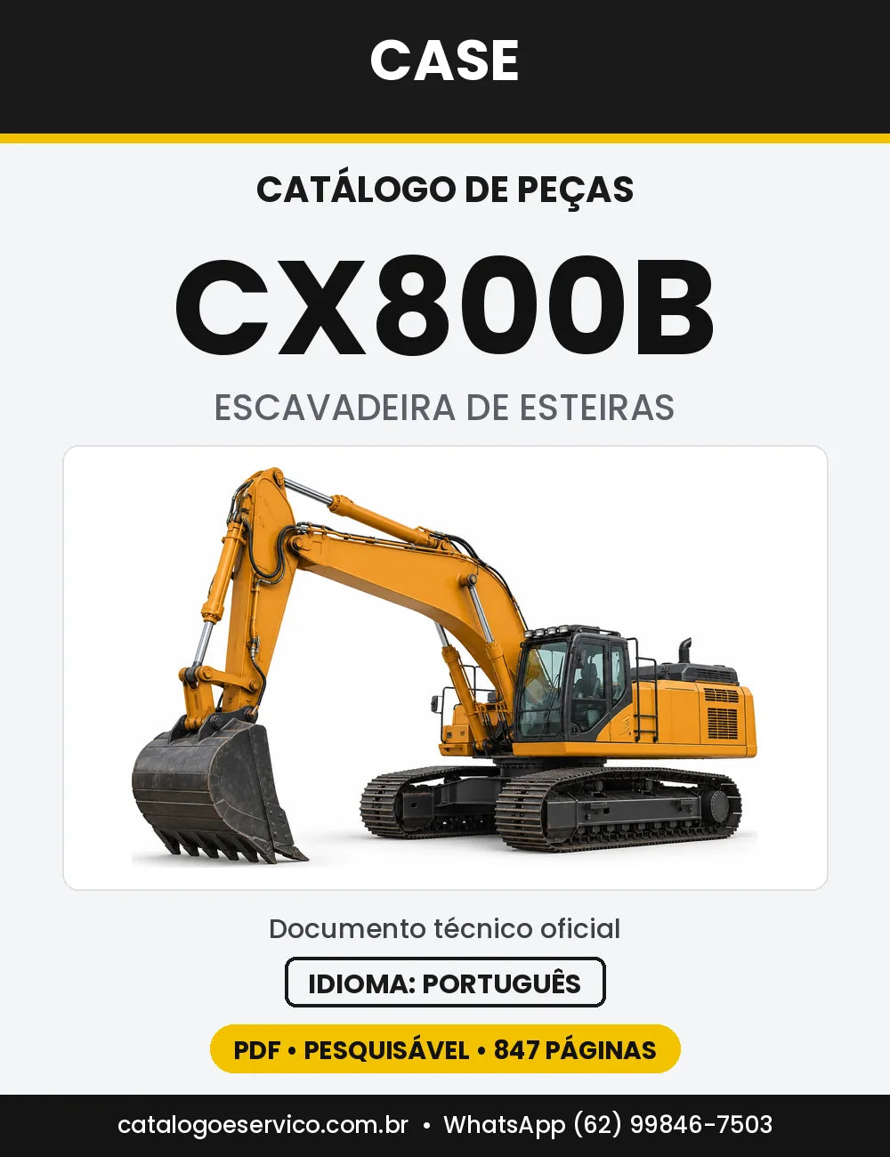 Catálogo de Peças Case CX800B — capa do catálogo em PDF