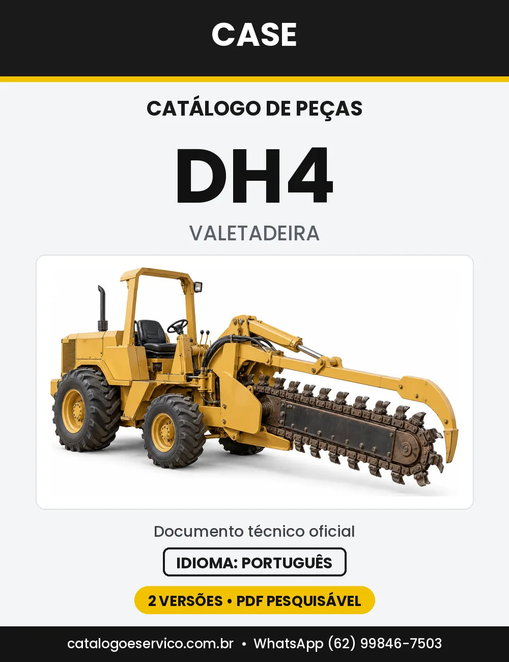 Catálogo de Peças Case DH4 (Motor 2,1 L e Motor Diesel 1,8 L) — capa do catálogo em PDF