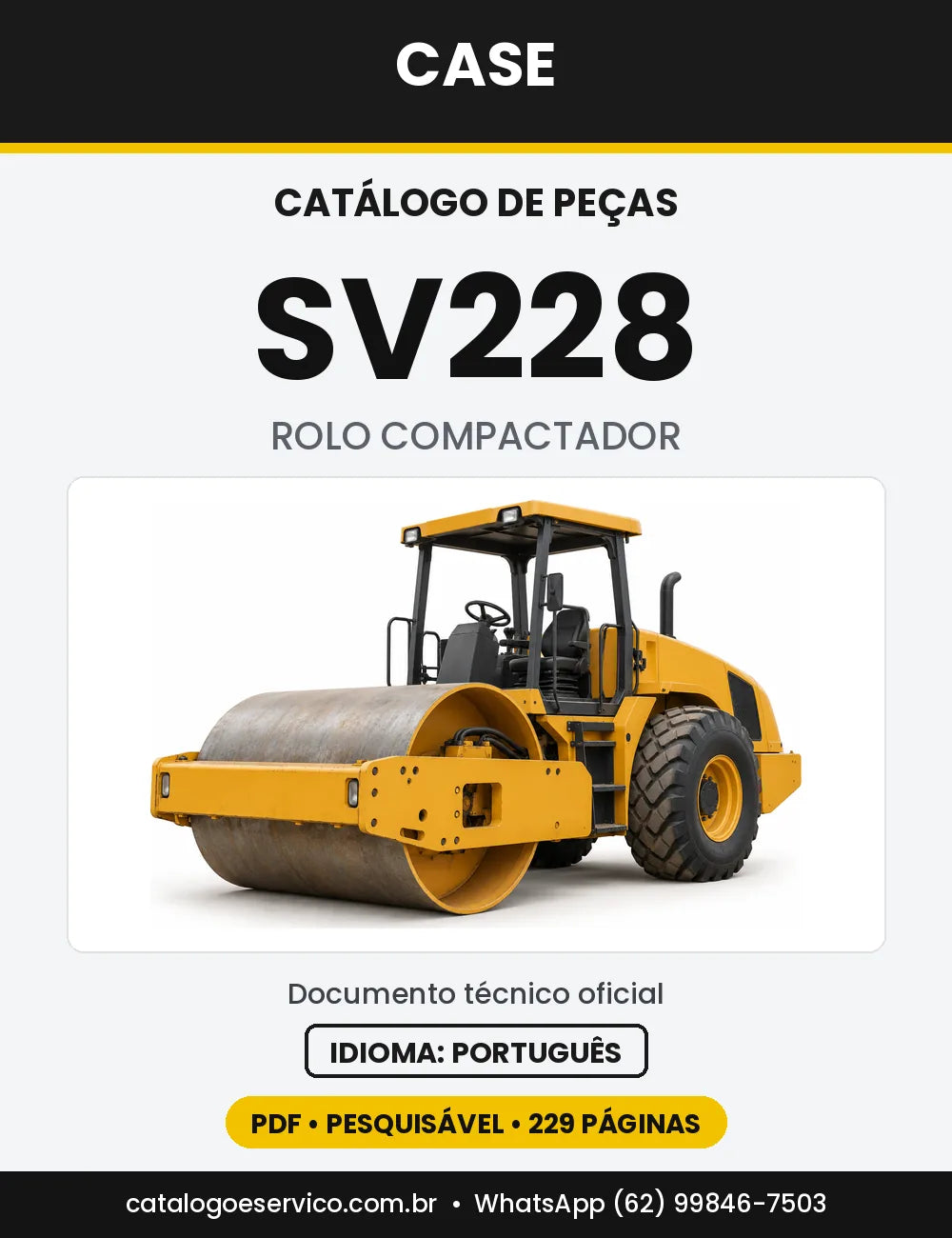 Catálogo de Peças Case SV228 — capa do catálogo em PDF