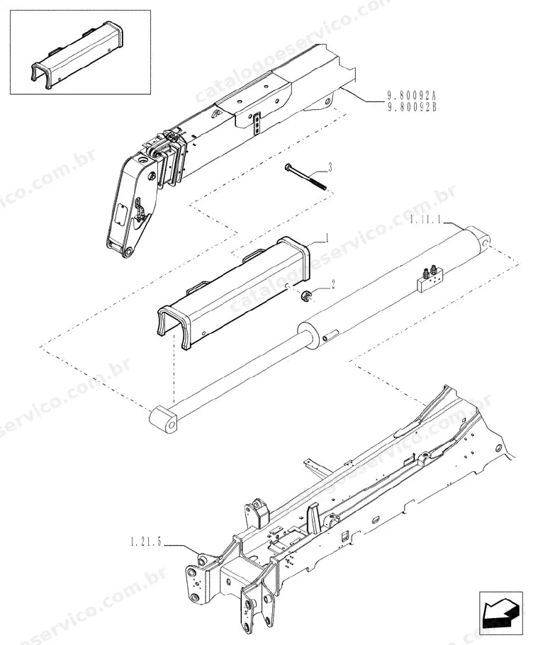 Catálogo de Peças Case TX1055 — vista explodida de peças, imagem 4
