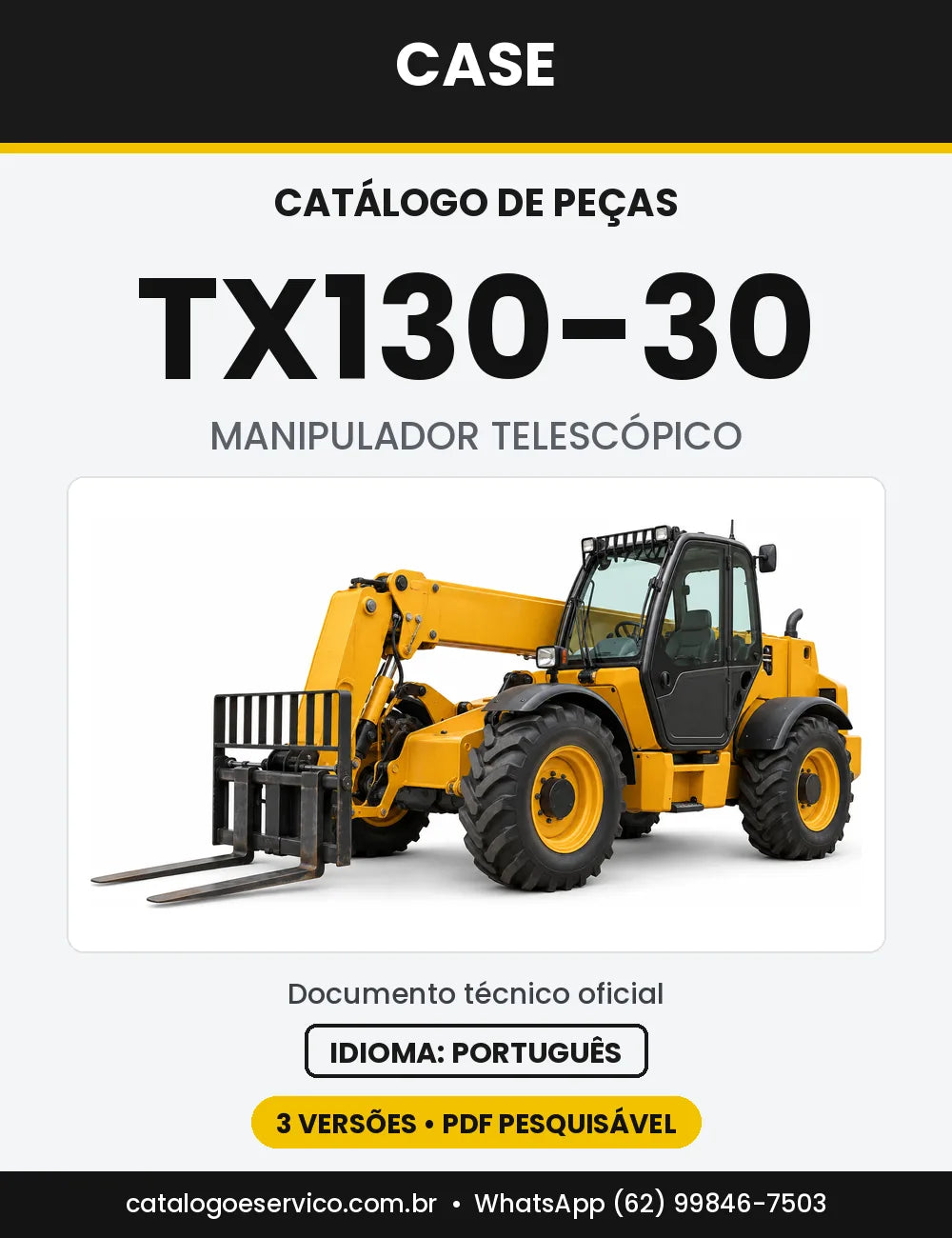 Catálogo de Peças Case TX130-30 (Padrão, Turbo e Tier 3) — capa do catálogo em PDF