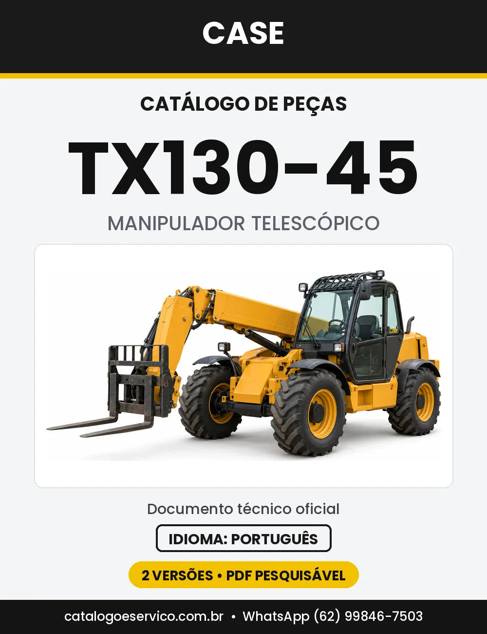 Catálogo de Peças Case TX130-45 (Turbo, Tier 3) — capa do catálogo em PDF