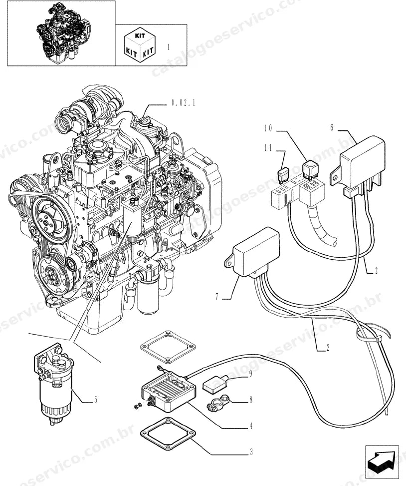 Catálogo de Peças Case TX170-45 (Turbo e Tier 3) — vista explodida de peças, imagem 3