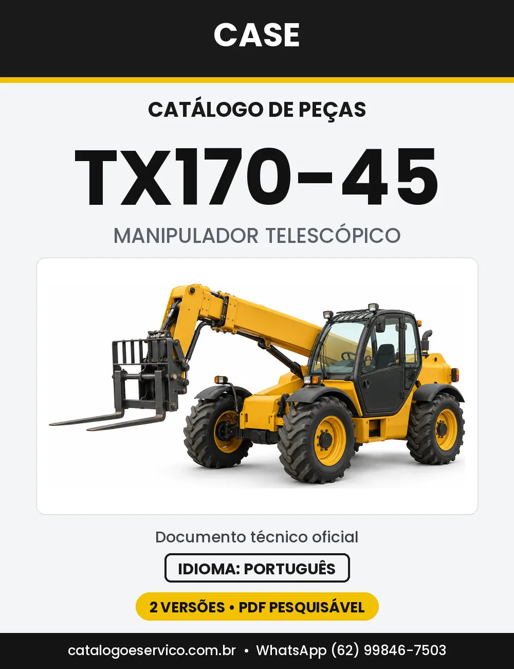 Catálogo de Peças Case TX170-45 (Turbo e Tier 3) — capa do catálogo em PDF