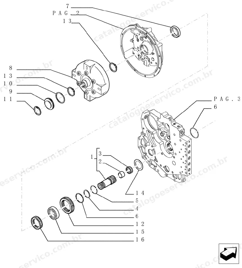 Catálogo de Peças Case TX742 — vista explodida de peças, imagem 2